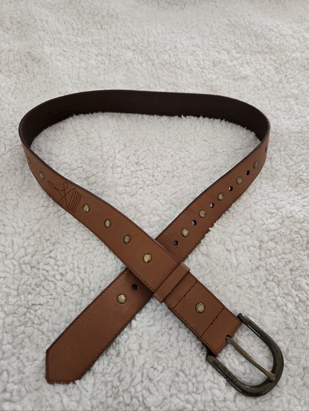 Spell Vintage Brass Studded Leather Belt M/L 🤎